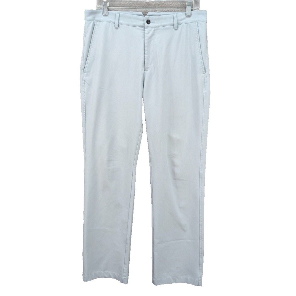 Dunning Everbest Pants Men 32/30 Golf Performance Straight Flat Front Light Blue